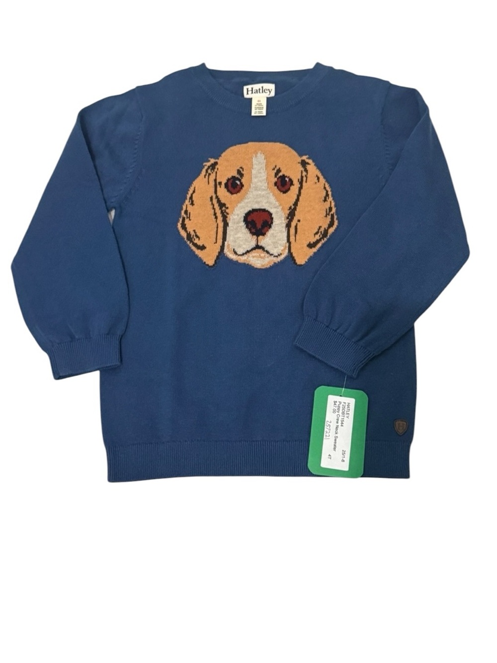 NWT Hatley Blue Kids Sweater with Dog Intarsia 4t